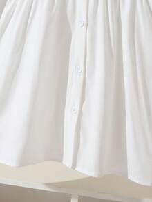 女童两件套条纹披肩领长袖连衣裙，时尚韩版，甜美，春秋 - 白色 - 查看 6