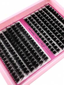 210pcs DIY Faux Mink Eyelashes 120D+160D Fluffy Individual Lash Extensions, 5D Effect 0.07mm Curled Dramatic Lashes 9-16mm Mixed Tray, Makeup Tools, Bulk Personal Lash Extension, Suitable For Home Use, Everyday Makeup, Costume Play - D - 查看 5