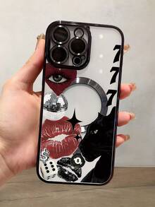 MagSafe MagneticLip Leopard Print Print Pattern Phone Case For IPhone 16 16Plus 16Pro 16ProMax 16E 15 14 13 12 11 &  S24 S23 Ultra A54 – Shockproof Slim Clear TPU Cover With Camera Protection – Aesthetic Gift For Women Men Teens Holiday - 黑色 - 查看 4