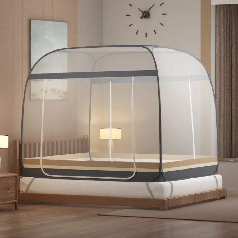 Mosquito Net - Grau (Einzeltür, ganzer Boden), staubdichte Oberseite - Übersicht 1