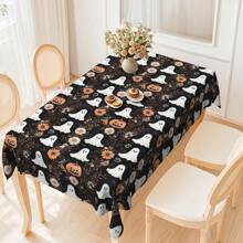 1 件万圣节鬼南瓜花卉印花，耐用涤纶面料，适用于家庭厨房餐厅、花园、节日派对、餐厅和宴会装饰、秋季装饰