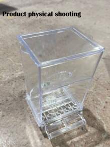 1pc Clear Acrylic No-Mess Automatic Seed Dispenser Bird Feeder - Spill-Proof Easy-Refill Cage-Mountable-Perfect For Parrot Budgie Canary Cockatiel Finch And Small Bird Owners