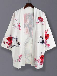 艺术个性化披肩薄款休闲外套，日式宽松和服蝙蝠袖夏季轻薄宽松罩衫，节日或团体表演装