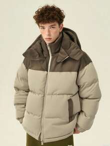 1pc Men's Outdoor Thick Hooded Jacket, Solid Color, Autumn/Winter,Fleece