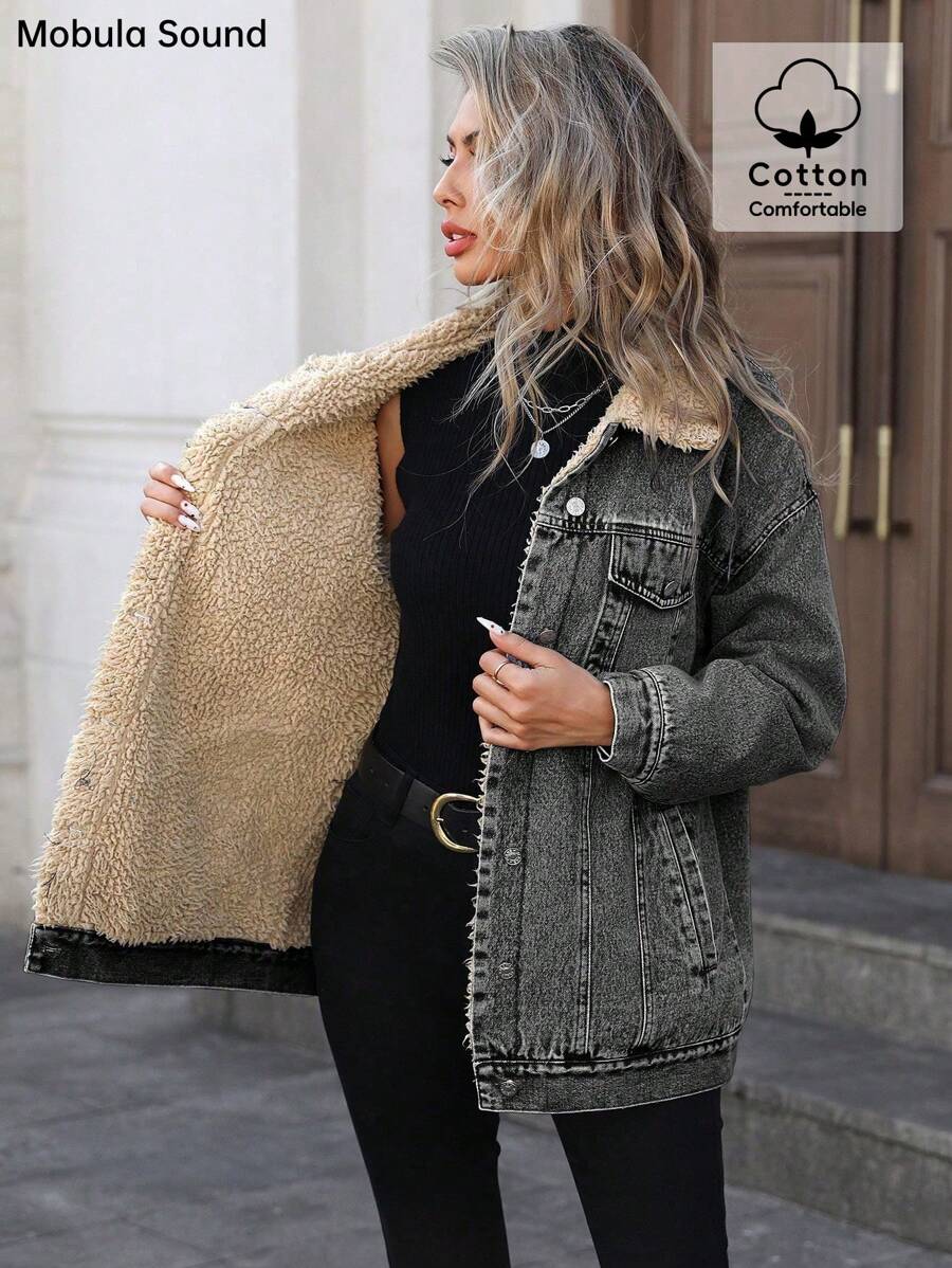 Mobula Sound# Casual Sporty Fashion Middle Eastern Women's Blue Y2K Student College Jacket With Thermal Lined, Suitable For Spring Autumn & Winter