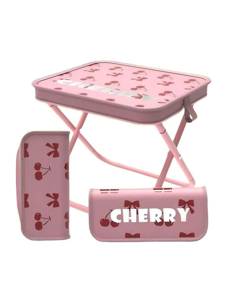 1pc 11inch Mini Folding Stool, Pink Small Portable Folding Chair, Handbag Style Folding Chair, Small Camping Stool Mortable Stool Can Hold Up To 240 Lbs, For Travel, Picnic, Hiking, Fishing - Multicolor - View 1