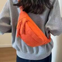 1pc Minimalist Waist Bag Women's Fashion Ins Fashion Phone Bag Mini Small Bag Belt Black Street Fashion, PU Leather, Polyester Fiber Waist Bag, Waist Bag