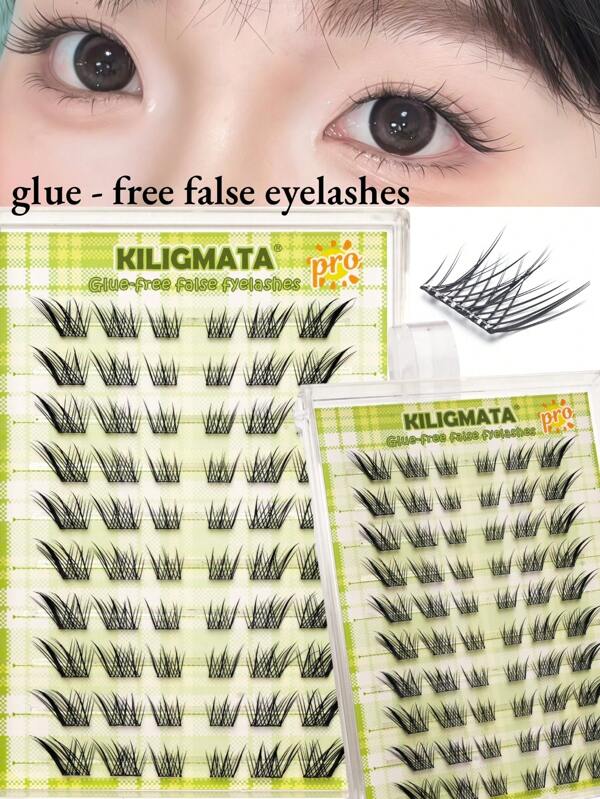60pcs C Curl Sunflower Natural Looking Eyelashes - No Glue Required, Lightweight Daily Wear, Reusable, Easy 3 Seconds Application, Self-Adhesive No Glue Required False Eyelashes - Instant 3 Second Press-On Eyelashes, Strong Hold, No Messy Glue Required