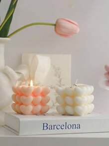 Heart Tube Design Candle, White Wax Scented Candle, Bubble Candle, Beautiful Bliss Bubble Candle, Decorative Wax Aromatherapy, Cute Nordic Pastry, Large Decorative Shape Candle, Ornament For Home Decor, Gift,Room Decor,Gifts Birthday Graduation, Available In Color, Fragrance, Size Options,Room Decor