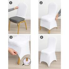 Craft And Party, 10/50pcs White Spandex Chair Covers, Stretch Spandex Banquet Chair Covers Washable Fitted Chair Slipcovers Protector For Party, Wedding, Holidays, Banquet - trắng - Xem 4