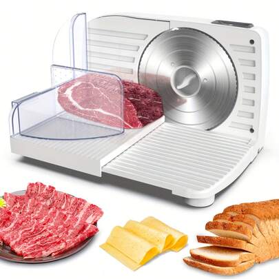 PANCERKA Electric Meat Slicer, Food Slicer Machine, Adjustable Thickness & Automatic Precision, Stainless Steel Removable Blade, Cutting For Vegetables, Meat, Deli Food, Cheese, Suitable For Home And Commercial Use