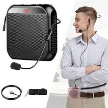 Rechargeable Voice Amplifier - 2200mAh Portable PA System With Headset Mic For Teachers & Presenters,Perfect Christmas Gift - Black - View 1