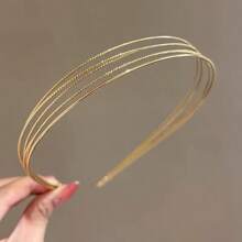 1 pieza Diadema de metal vintage importada de Corea, con borde delgado, broche de pelo presionado, diadema versátil para actividades al aire libre, accesorio para el cabello, tocado de oro, diadema, aro para el cabello