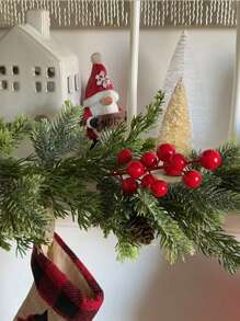 20Pcs Christmas Artificial Pine Branches With Red Berries ,Faux Evergreen Norfolk Pine Cypress Leaves Stems- Fake Foliage Pine Needles Picks For DIY Craft Garland Home Decor.Artificial Holly Berries, Decor Garlands, Home Vase Dining Table Holiday Patio Fireplace Decor Wedding Garden Farmhouse Decor, Artificial Flowers For Outdoors