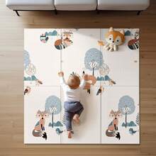 Extra Large 59x59 Inch Foldable Baby Play Mat With Travel Bag, Waterproof Reversible Foam Activity Mat For Tummy Time & Crawling,  Playpen Floor Mat For Infants Toddlers - 狐狸 - 查看 9
