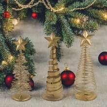 1PC,Gold Mini Wrought Iron Christmas Tree, Mini Star Metal Christmas Tree, Tabletop Christmas Tree Decoration For Christmas Party, Home Decoration, Gifts