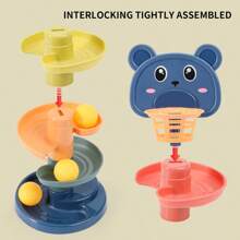 1pc Children Cartoon Basketball Board Toy, 3 Track 3 Balls/5 Track 5 Balls/7 Track 7 Balls, Educational Early Learning Exercise Hand Grip And Focus Ability, Track Ball Stacking Toy, Kids Birthday/Thanksgiving/Christmas Gift