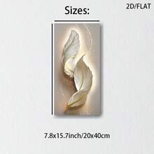 1pc Modern Minimalist Abstract Feather Canvas Art Print, Beige Neon Line Wall Poster Decor, Frameless Home Gift - Apricot - View 10