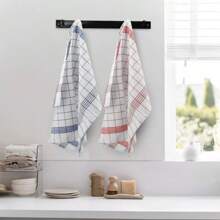 1/2/4/8/12 Stück Geschirrtücher, 4 Farben Küchentücher. Gittermuster Küchentücher. Gestreifte und karierte Küchentücher. Blau kariert, rot kariert, schwarz kariert, für Küche und Esszimmer, Küchenzubehör