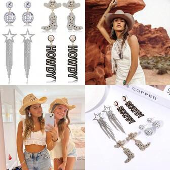 Western Cowgirl Earrings For Women Beaded Howdy Earrings Rhinestone Cowboy Boot Hat Earrings Rodeo Nashville Earrings Country Concert Outfits Western Jewelry Accessories