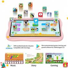 BDF Tablette PC pour enfants de 7 pouces avec 4 Go de RAM et 64 Go de stockage, système d'exploitation Android 13, WiFi, comprend un protecteur d'écran, un logiciel de contrôle parental, des applications éducatives, des caméras doubles, une coque de protection en silicone, une coque en silicone d'astronaute, cadeau de Ramadan (adaptateur non inclus) - Recolorer - Voir 3