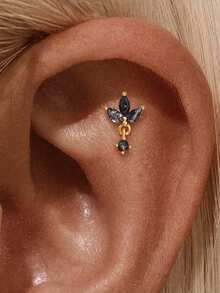 1 件装小巧天然苔藓玛瑙平背耳钉 925 纯银螺丝耳钉耳钉耳钉耳屏软骨穿孔珠宝女士礼物