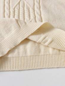 Tween Boys' Solid Color Cable Knit High Collar Sweater, School Style, Suitable For Spring, Autumn, Winter - Apricot - View 8