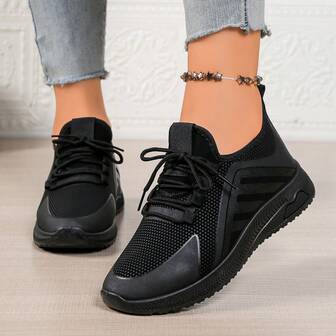 黑色休闲运动鞋，适合厨房、办公室、工作，柔软轻便，四季皆宜