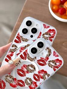 Leopard Lip Print Pattern Premium Magnetic Phone Case For Compatible With IPhone 16e/16/15/14/13/12/11/ProMax/Pro/Plus/XSMax/XS/X, For Compatible With Samsung Galaxy S22/S23/S24/S25/Plus/FE/Edge/Ultra,Fashion Female Summer Unique Cases Transparent Shockproof Anti-Drop Ultra-Thin Design Acrylic+Tpu Hard Back Non-Yellowing Clear Protection Cover Men Casing Girl Women Ultimate Protective Fundas Para Protectores De Celulares Accessories Friend Gift Aesthetic Protector Forro De Teléfono - 無色 - 查看 6