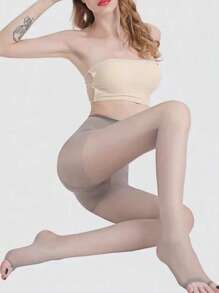 1pc Women Solid Color Peep-Toe Sheer Pantyhose, Ultra-Thin Tights, Comfortable And Sexy, Ideal For High Heels In Black And Skin Tone - Multicolor - View 19