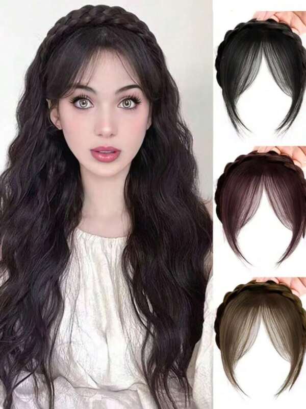 1 Stück geformter Pony Zopf Haarreif, unsichtbare Haarverlängerung für Schule, Party, Date, zur Kaschierung von Haarausfall, Haardekoration Haarband, Haaraccessoire, Kopfschmuck