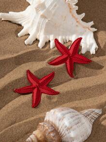 1 Pair Fashionable Stainless Steel Gold Starfish Earrings, Elegant & Versatile For Women, Suitable For Summer, Party, Daily Wear