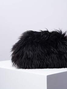 秋季手提包、高端手拿包、新娘派对包、舞会礼服包、毛绒手提包、舞会礼服配饰、节日派对、优雅女士包、婚礼用品 - 黑色 - 查看 5