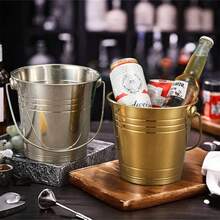 1pc Thickened Stainless Steel Hand-Held Ice Bucket Beer Bucket Bar KTV Ice Particle Bucket Red Wine Bucket Party Champagne Bucket Small Water Bucket, Kitchen Storage And Storage