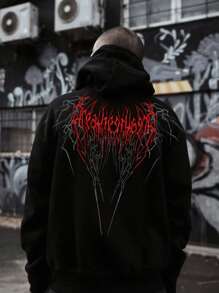 Autumn/Winter Essential Dark Graphic Print Hoodie, Effortlessly Create Street Style, Emo Style, 2000s Style