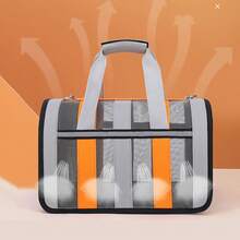 Bolsa de viaje portátil aprobada por aerolíneas, transportín para mascotas transpirable, bolsa plegable para transportar mascotas al aire libre para gatos y perros, con correa de hombro y asa, diseño a rayas duradero para viajes de gatos y perros, en múltiples colores