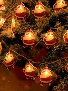 1 pieza Iluminación navideña de 1.5m con 10 luces, decoración de habitación con barba de Papá Noel, mochila de Papá Noel, árbol de Navidad. Adecuado para decoración de fiesta de Navidad, decoración de sala de estar, decoración navideña del hogar, luces para decoración interior y exterior (baterías no incluidas, se requieren baterías AA)