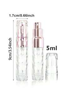 1 pieza Botella de perfume de vidrio de alta gama de 5ml con atomizador recargable, botella de subpaquete con bomba de pulverización, botella de perfume de bolsillo pequeña, estuche con bomba de aroma, contenedor de perfume portátil vacío para viajes, sala de estar, hogar, dormitorio, baño, decoración de la casa, viajes, bodas, fiestas de cumpleaños, regalos para hombres, mamá, papá, amigos, Año Nuevo, accesorios, regalos divertidos, herramientas de viaje portátiles, accesorios de viaje, artículos para exteriores de viaje