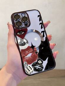 MagSafe MagneticLip Leopard Print Print Pattern Phone Case For IPhone 16 16Plus 16Pro 16ProMax 16E 15 14 13 12 11 &  S24 S23 Ultra A54 – Shockproof Slim Clear TPU Cover With Camera Protection – Aesthetic Gift For Women Men Teens Holiday - 黑色 - 查看 5