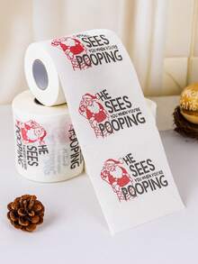 1 rollo de papel impreso con tema navideño, papel higiénico navideño con estampado de Papá Noel, toallas de papel desechables con motivos navideños, decoraciones navideñas, decoración para el hogar en Navidad 2025, suministros de decoración para fiesta de Navidad, regalos navideños, artículos para fiesta de Navidad, decoración de Año Nuevo 2026