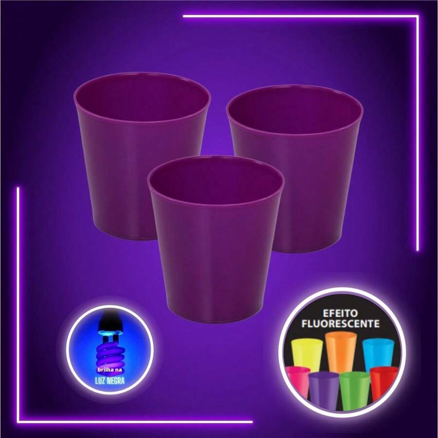 Kit 30 Neon Candy Cups Glow In Black Light 25 Ml - Purple - View 1