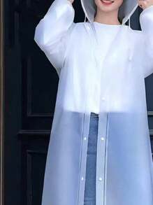 1 wiederverwendbarer tragbarer Regenmantel für Erwachsene Herren und Damen, schwerer Regen EVA Regenmantel, transparenter Einteiler Regenmantel für Outdoor-Reisen, transparente Regenjacke mit Kapuze, einfach, modisch, für den täglichen Gebrauch