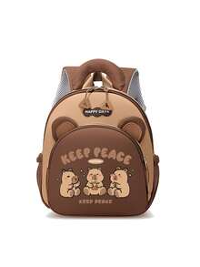 1 New Nylon Backpack, Cute Capybara Pattern Design, Can Be Carried On One Shoulder, Multiple Pockets With Zipper Closure, Fashionable Cartoon Style, Suitable For Daily School And Outdoor Travel - A - View 4