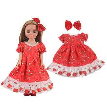 MSYO 18-Zoll American Girl Puppe Weihnachtsserie Kleiderset, inklusive Glockenärmel Weihnachtskleid, Weihnachts-Spitzenkleid, Haarclip, Schal, Puppenoutfit mit Winterweihnachtsblumen, ohne Puppe und Schuhe, tolles Geschenk zu Geburtstag, Feiertagen, Halloween für kleine Mädchen oder Freundinnen