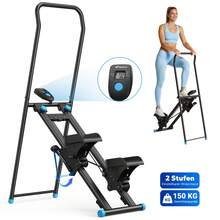 MERACH Stair Stepper For Home Gym Exercise, Vertical Climber Machine For Full Body Workout, Compact Folding Cardio Exercise Climber With Extended Step Width, Adjustable Handlebars & Pedals - Đen - Có thể điều chỉnh sức đề kháng - Xem 1