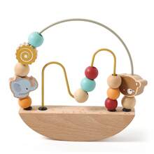 Children's Wooden Beaded Maze Toy, Cute Elephant Lacing Beads Toy, Educational Counting Learning Circle Toy, Improve Hand-Eye Coordination & Focus, Introduce Basic Math Concepts, Christmas, Halloween, Birthday Gift - Multicolor - View 9