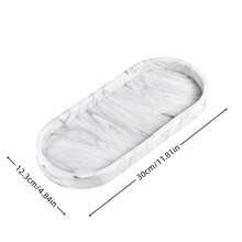 1 件梳妆台托盘 - 硅胶椭圆形浴室台面托盘，大理石纹理设计，非常适合皂液器、香水、珠宝和洗漱用品、浴室整理和储存、珠宝展示、香水和珠宝、时尚浴室托盘配件、浴室装饰和配件、浴室托盘