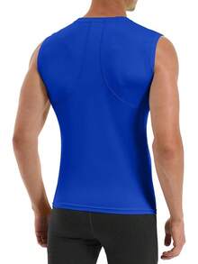 GYHSRunhit Sleeveless Compression Shirt Men Top Athletic Muscle Shirts Men - 寶藍色 - 查看 3