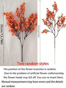 4 件装橙色秋花仿真满天星花散装可用于 DIY 花束厨房办公室卧室餐桌中心装饰秋季装饰，仿真花，秋橙色满天星，仿真植物，家居装饰，感恩节，万圣节 - 橘色 - 查看 10