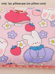 1 个枕套（不含枕芯），卡通动物、草莓、花卉印花，正面 100% 纯棉，反面温暖柔软的圆点羊毛，可翻转，拉链可拆卸，可机洗，适合儿童和青少年，四季皆宜，多种卡通图案